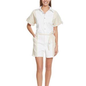 Gloria Vanderbilt x Christian Siriano Colorblocked Short-Sleeve Romper NWT SZ 12